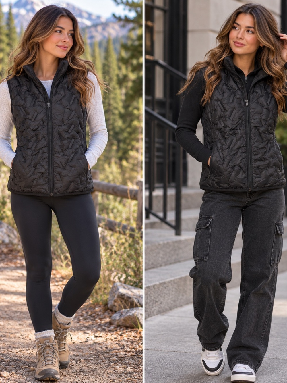Tangerine Black Lightweight Quilted Puffer Vest Size Small